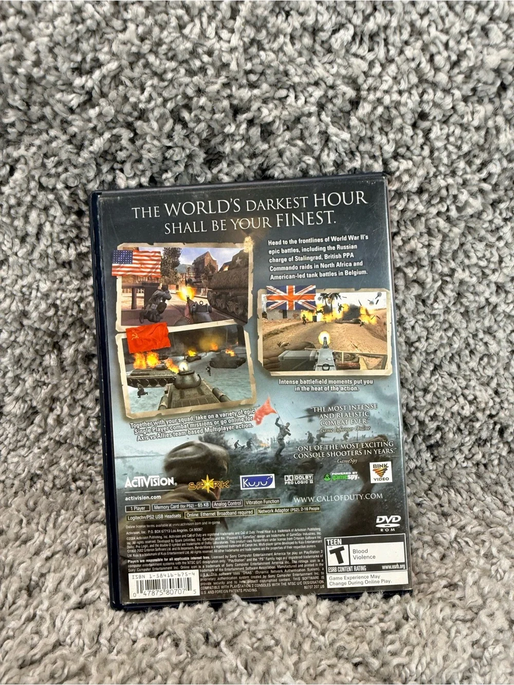 Call of Duty: Finest Hour (PlayStation 2) - Black and Red Cover